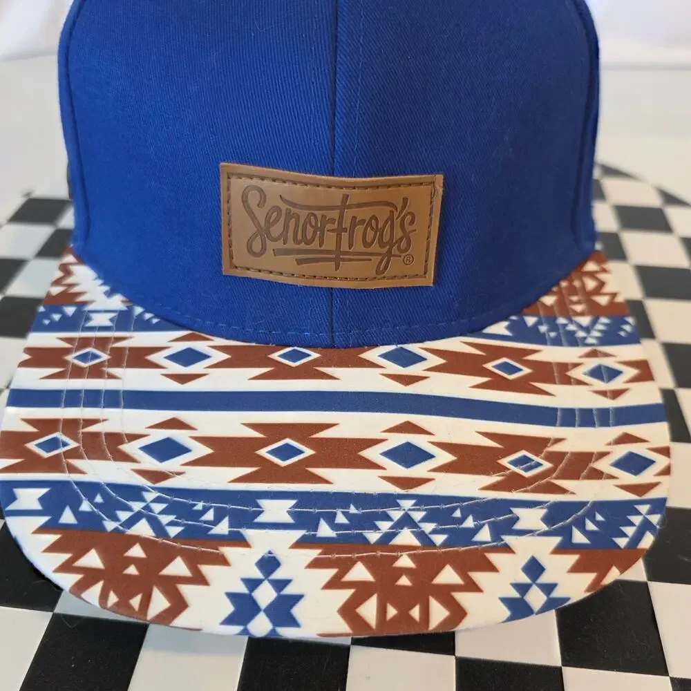 Señor Frog's Mazatlan Mexico Geometric Bill Snapback Hat Blue